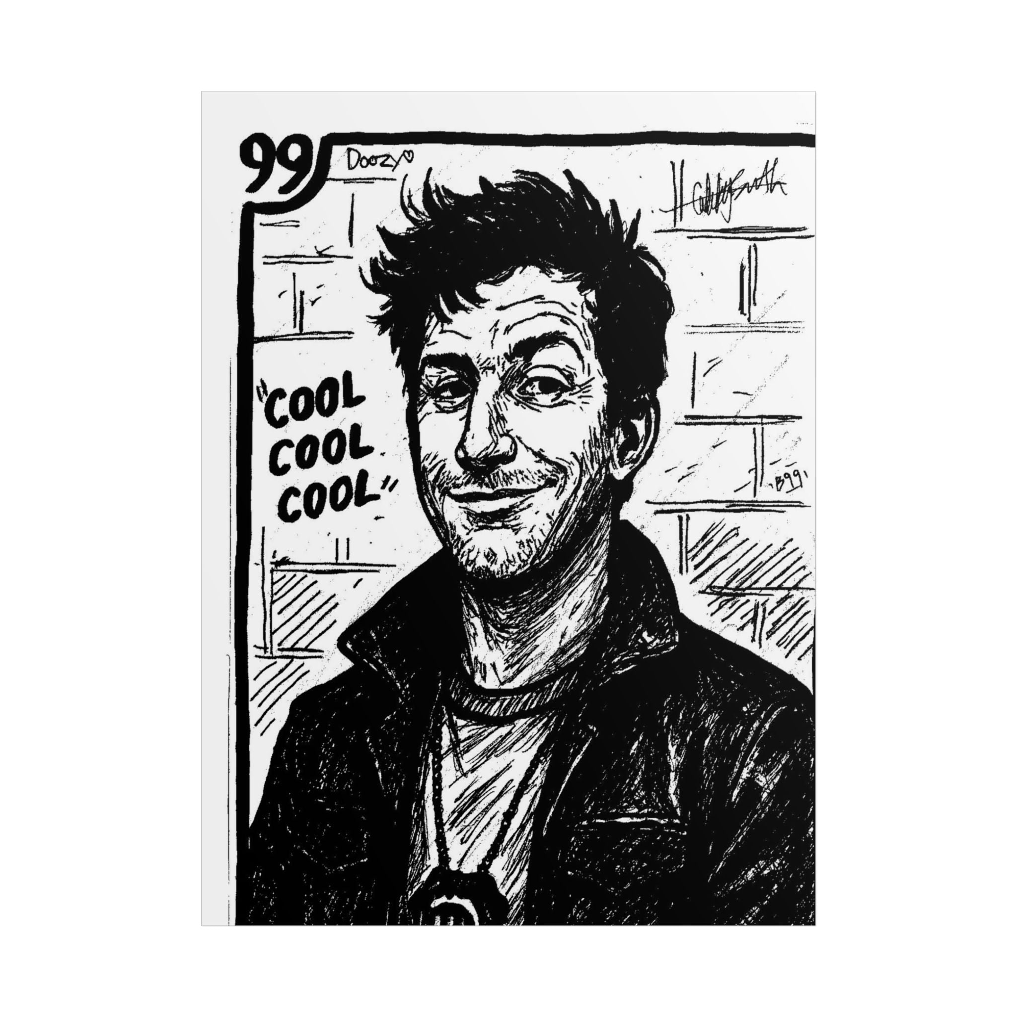 Jake Peralta Hand-Drawn 'Cool Cool Cool' Noir Portrait Print