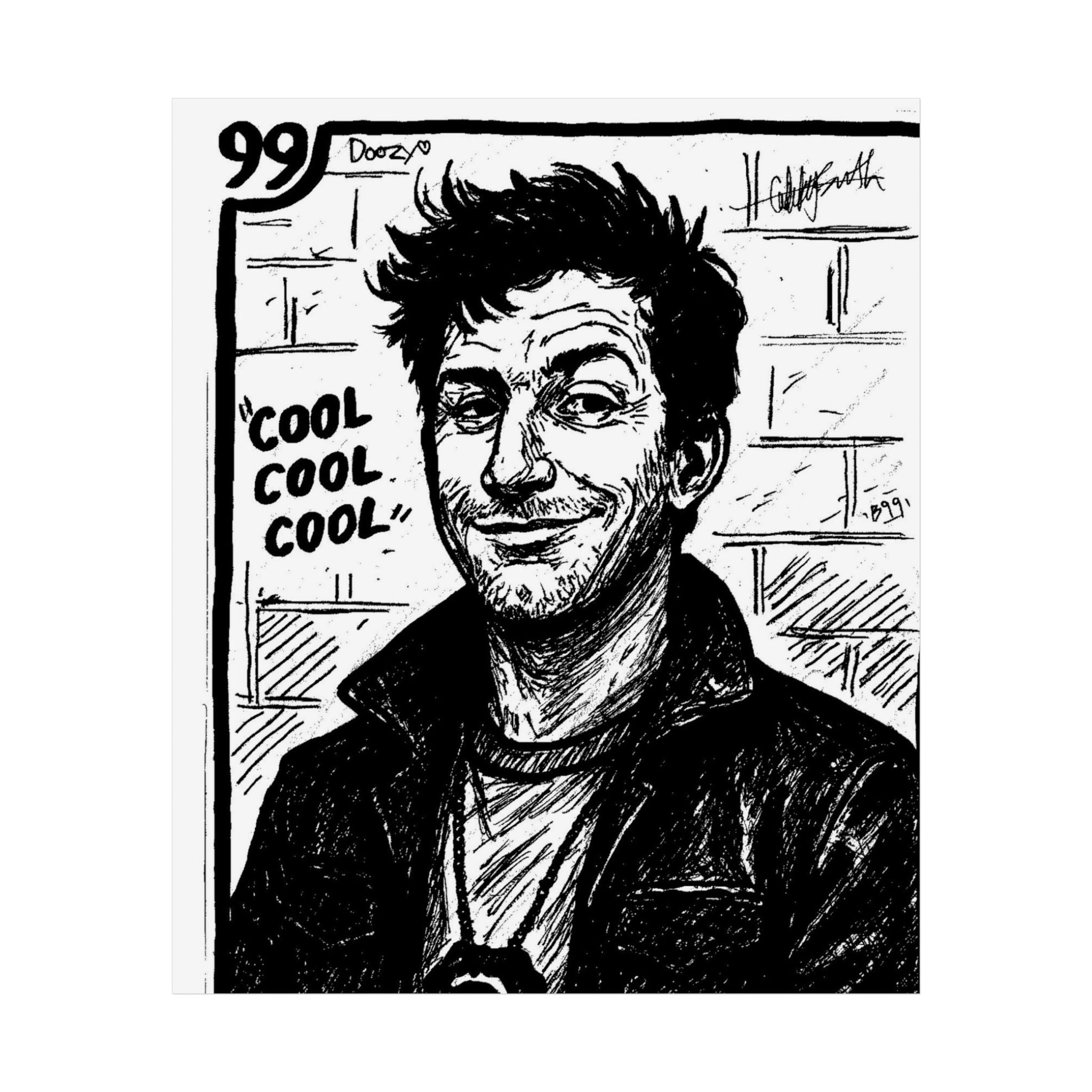 Jake Peralta Hand-Drawn 'Cool Cool Cool' Noir Portrait Print