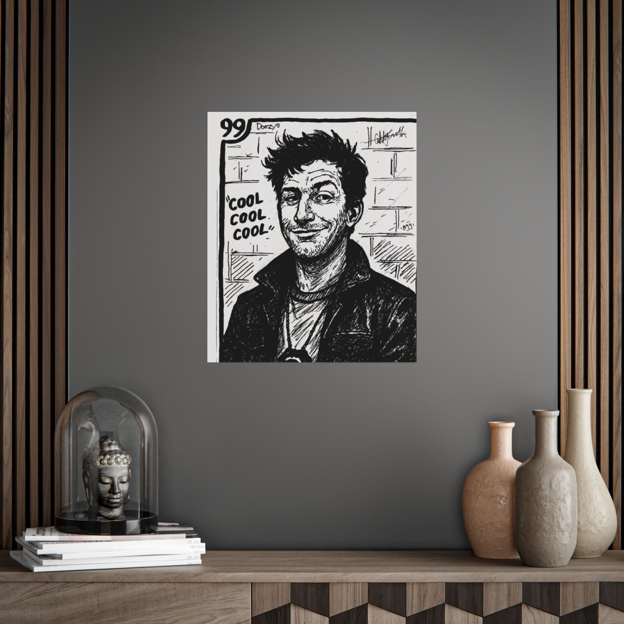 Jake Peralta Hand-Drawn 'Cool Cool Cool' Noir Portrait Print