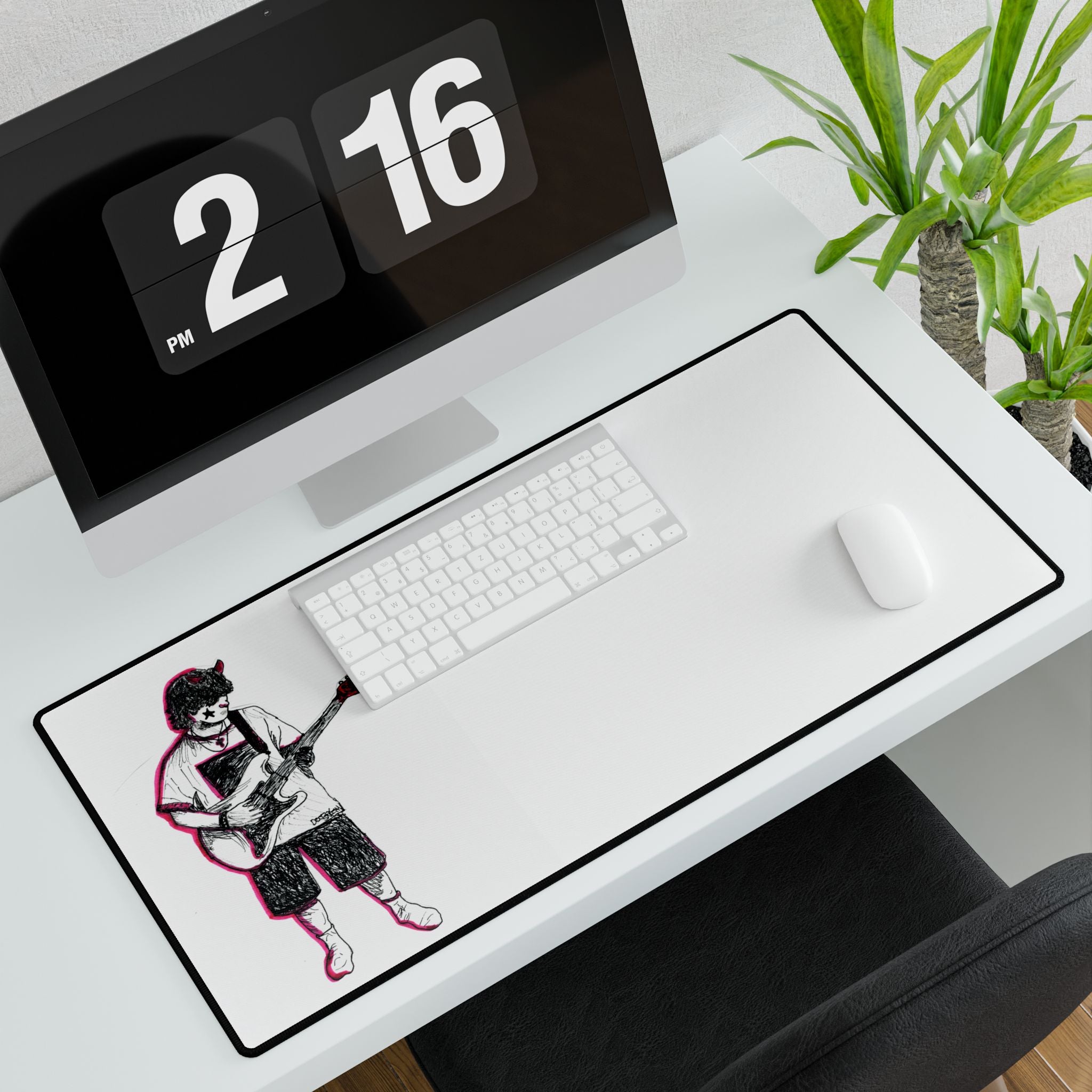 Guitarist Desk Mat — Minimal Musician Mouse Pad & Keyboard Deskmat