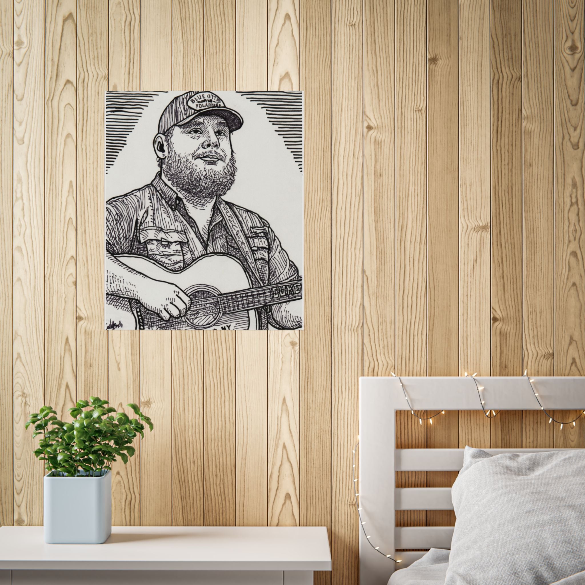 Guitarist Portrait Poster — Hand-Drawn Country Music Art Print