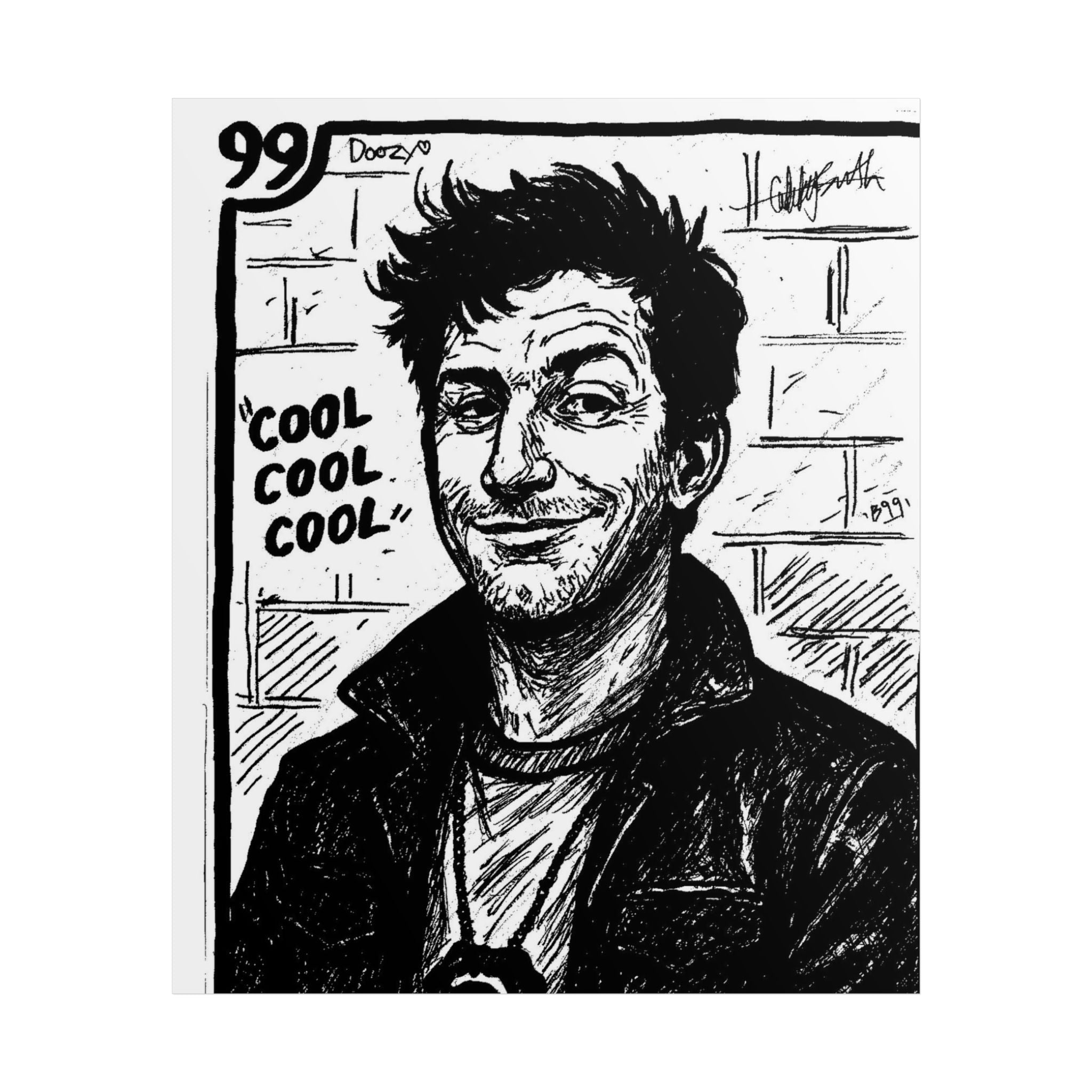 Jake Peralta Hand-Drawn 'Cool Cool Cool' Noir Portrait Print
