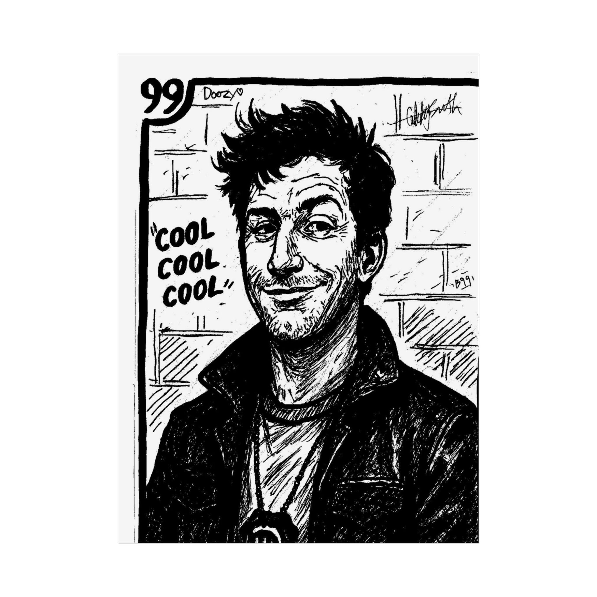 Jake Peralta Hand-Drawn 'Cool Cool Cool' Noir Portrait Print